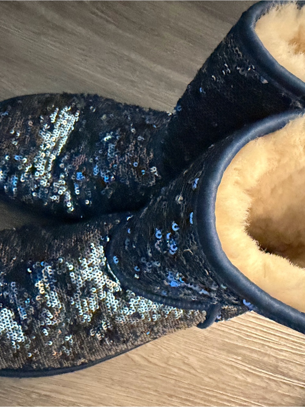 UGG Women's Navy Blue Sequin Short Boot Slippers
